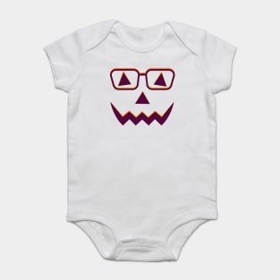 Halloween pumpkin smiley face with glassess Baby Bodysuit